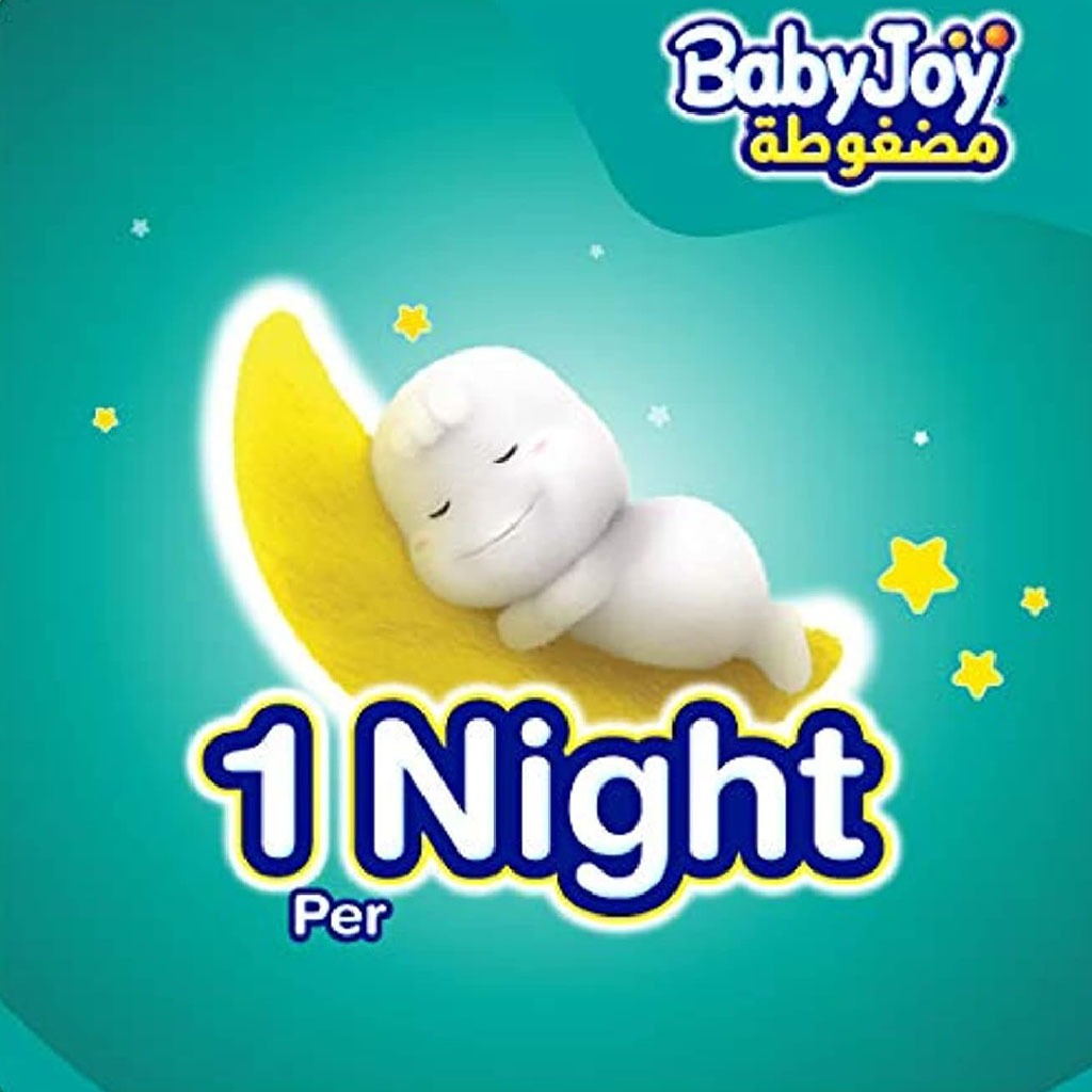 BabyJoy Compressed Diamond Pad Baby Diapers, Size 4+, Large Plus For 12-21Kg Baby, Mega Pack of 56's - Easy Pharmacy LLC