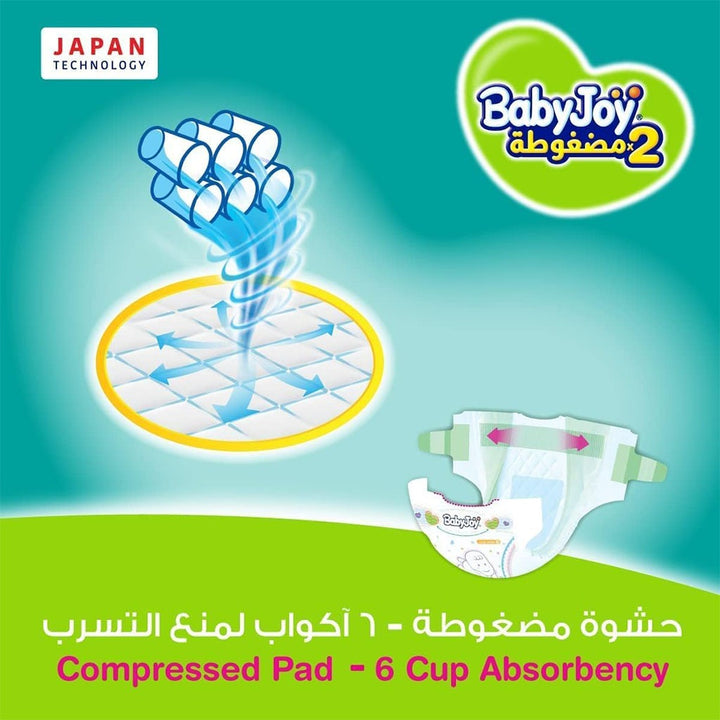 BabyJoy 2 x Compressed Baby Diapers For Infants, Small Size - 2, For 3.5-7Kg Baby, Jumbo Pack of 68's - Easy Pharmacy LLC