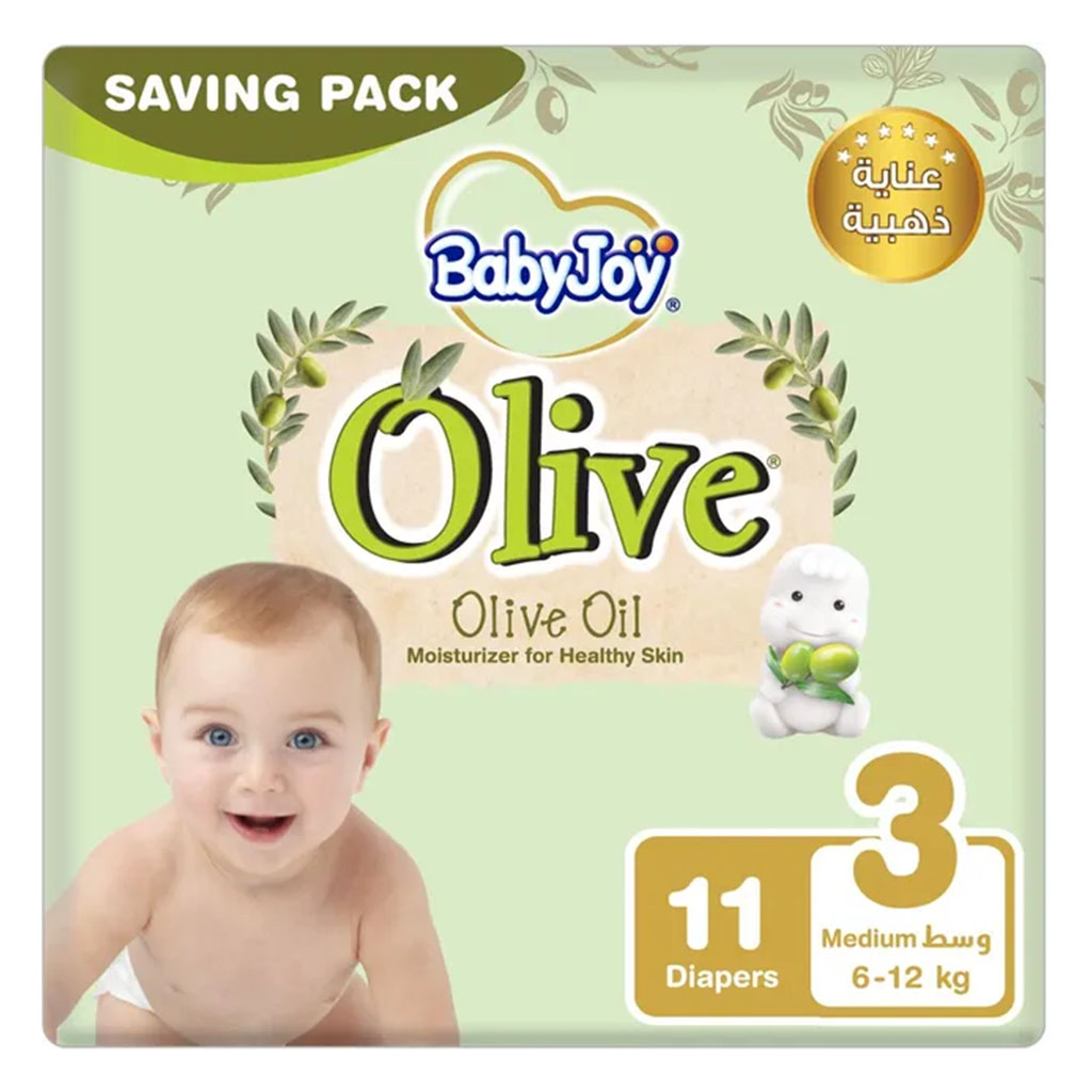 BabyJoy Olive Baby Diapers Size 3, Medium For 6-12Kg Baby, Saving Pack of 11's - Easy Pharmacy LLC