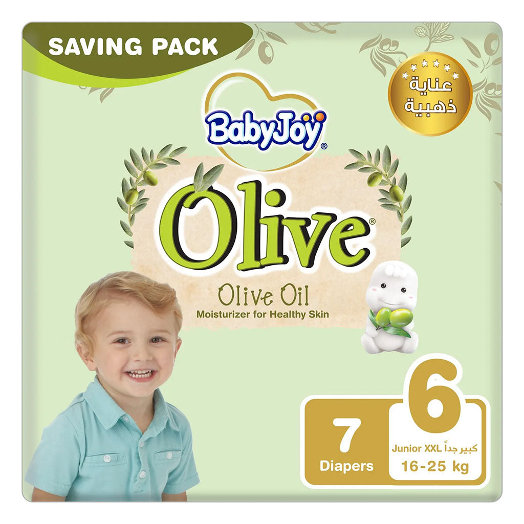 BabyJoy Olive Baby Diapers Size 6, Junior XXL For 16-25Kg Baby, Saving Pack of 7's - Easy Pharmacy LLC