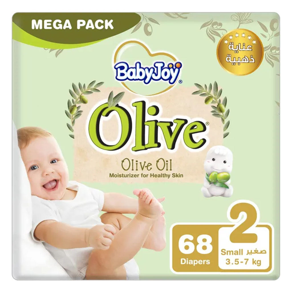 BabyJoy Olive Baby Diapers Size 2, Small For 3.5-7Kg Baby, Mega Pack of 68's - Easy Pharmacy LLC
