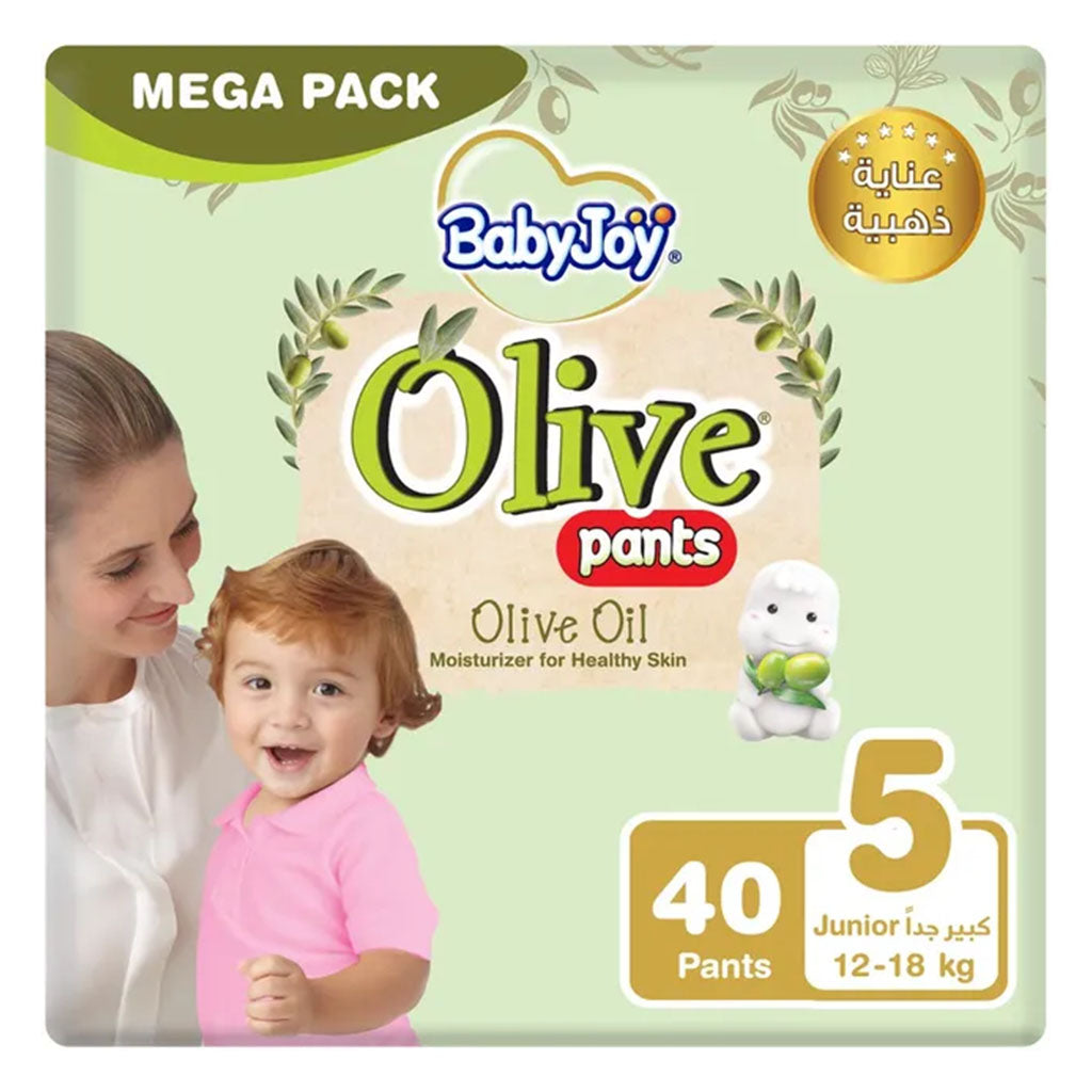 BabyJoy Olive Baby Pant Diapers, Size 5, Junior For 12-18Kg Baby, Mega Pack of 40's - Easy Pharmacy LLC