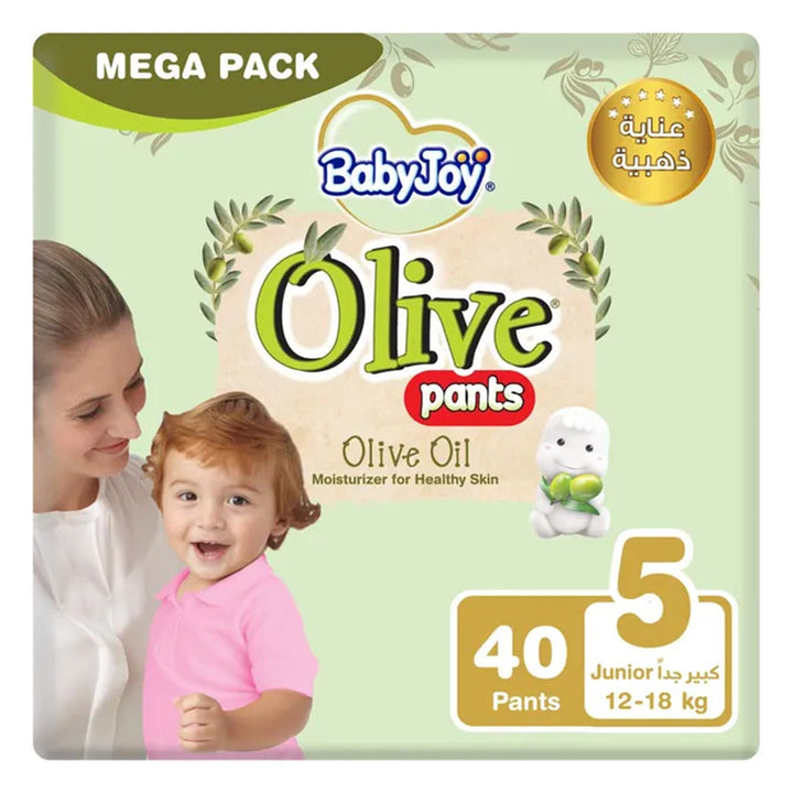 BabyJoy Olive Baby Pant Diapers, Size 5, Junior For 12-18Kg Baby, Mega Pack of 40's - Easy Pharmacy LLC