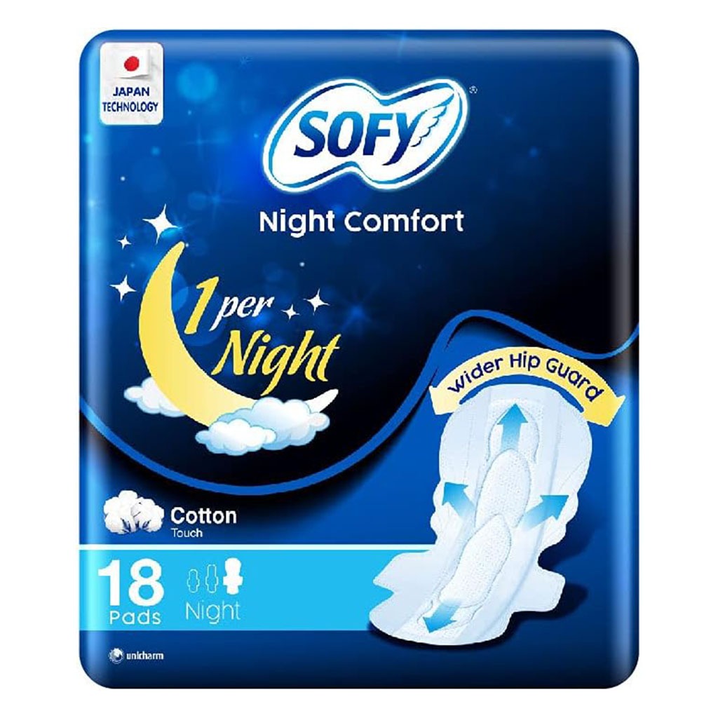 Sofy Night Comfort Sanitary Pads with Wings, 35cm, Pack of 18's - Easy Pharmacy LLC