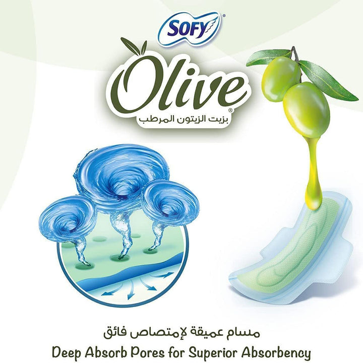 Sofy Olive Slim Cotton Touch Sanitary Pads With Wings, Large - 29cm, Pack of 30's - Easy Pharmacy LLC