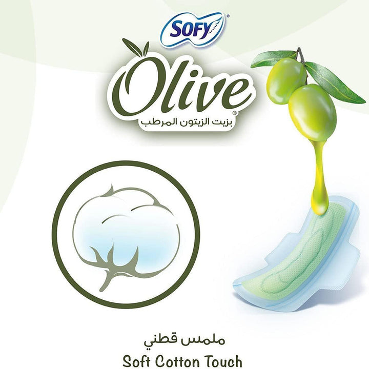 Sofy Olive Slim Cotton Touch Sanitary Pads With Wings, Large - 29cm, Pack of 30's - Easy Pharmacy LLC