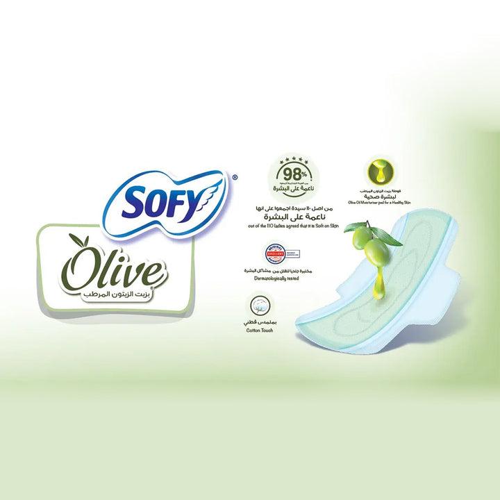 Sofy Olive Slim Cotton Touch Sanitary Pads With Wings, Large - 29cm, Pack of 30's - Easy Pharmacy LLC