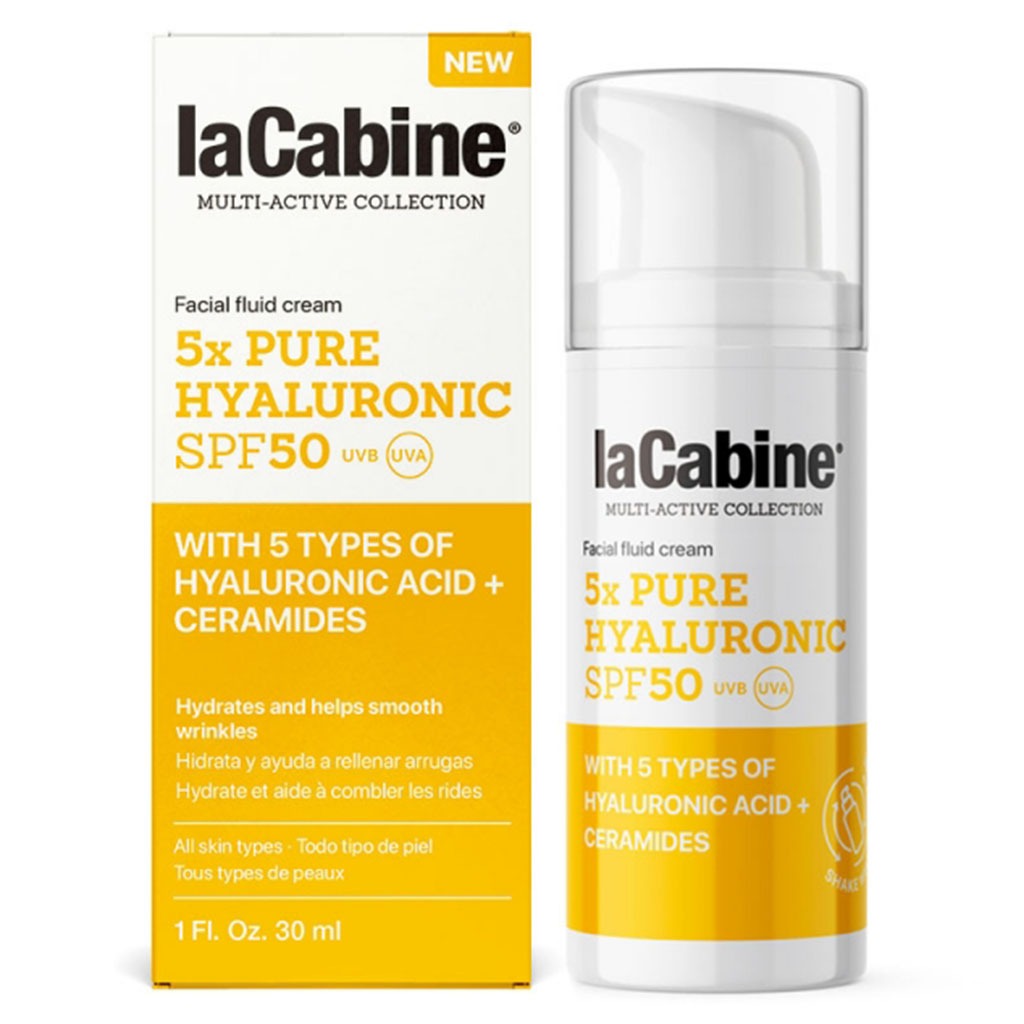 LaCabine 5X Pure Hyaluronic Acid Hydrating & Wrinkle Smoothing Facial Fluid Cream SPF50 30ml - Easy Pharmacy LLC