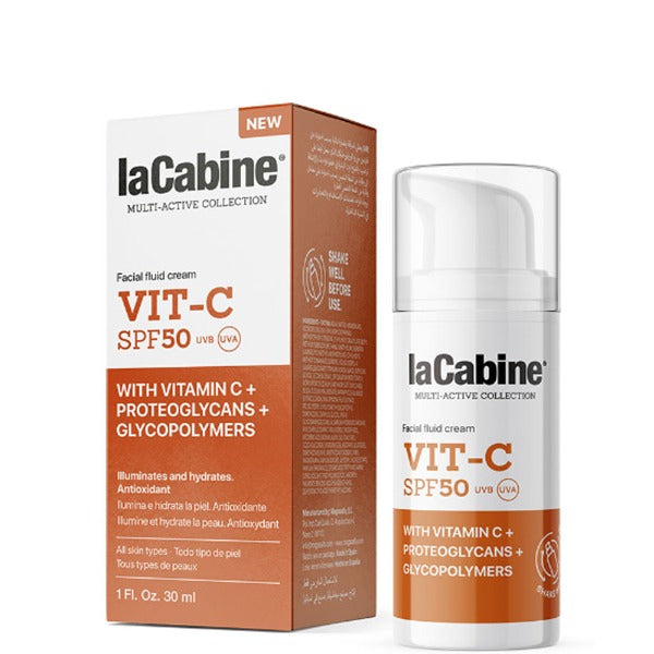 Lacabine Vit-C Illuminating & Hydrating Antioxidant Fluid Facial Cream With Vitamin C & SPF50 For All Skin Types 30ml - Easy Pharmacy LLC