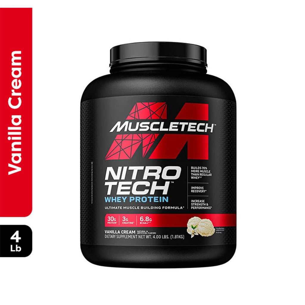 MuscleTech Nitrotech Whey Protein Powder, Vanilla Cream Flavor, 4lb - Easy Pharmacy LLC