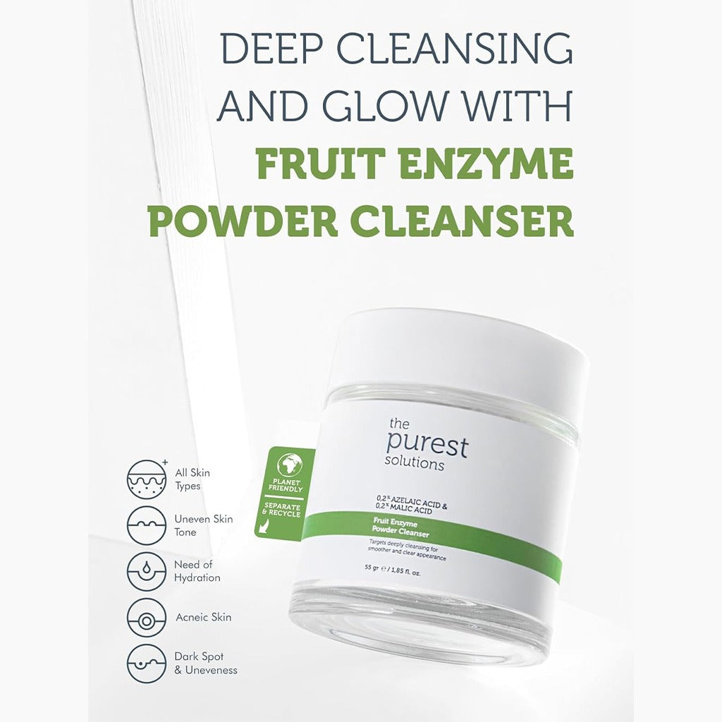 The Purest Solutions 0.2% Azelaic Acid & 0.2% Malic Acid Fruit Enzyme Powder Cleanser 55g - Easy Pharmacy LLC