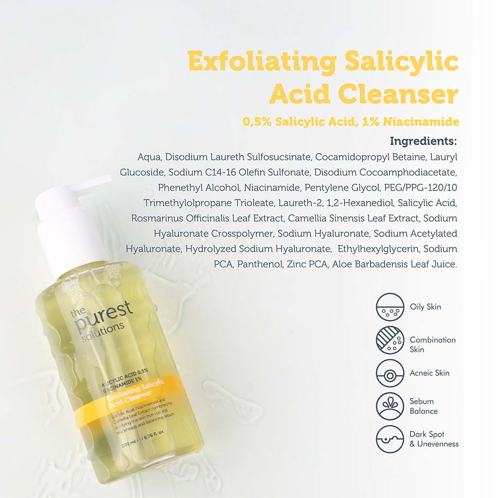 The Purest Solutions 0.5% Salicylic Acid & 1% Niacinamide Exfoliating Salicylic Acid Cleanser 200ml - Easy Pharmacy LLC