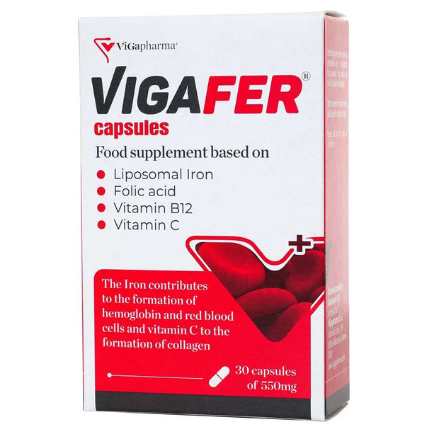 Vigafer Capsules With Iron, Folic Acid & Vitamin B12, Pack of 30's