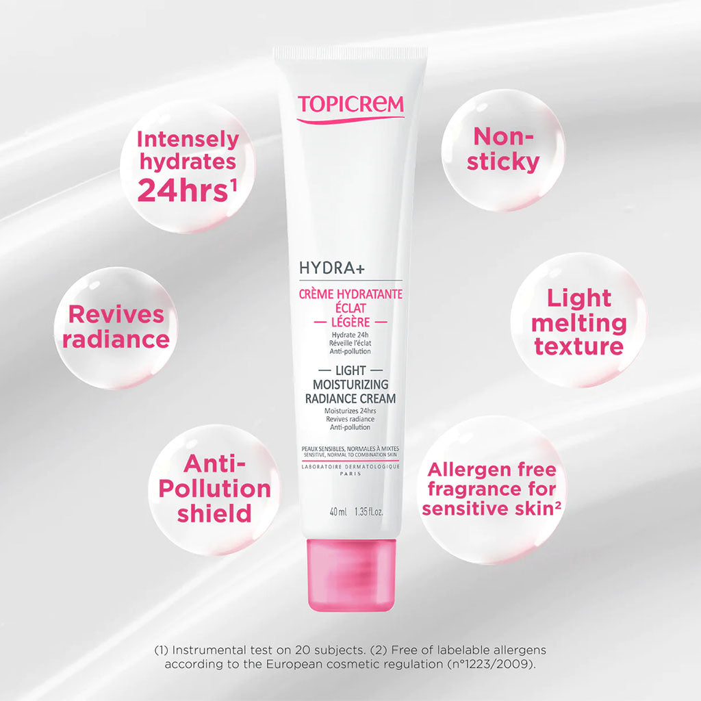 Topicrem Hydra+ Light Moisturizing Radiance Cream For Sensitive & Normal To Combination Skin 40ml - Easy Pharmacy LLC