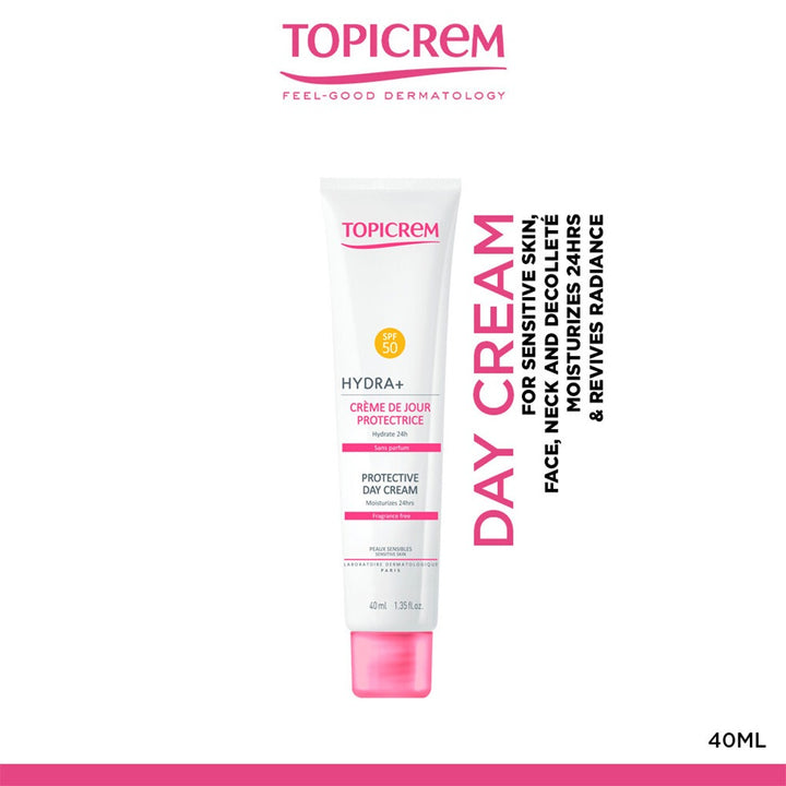 Topicrem Hydra + Protective Day Cream With SPF 50+ For Sensitive Skin, Fragrance Free 40ml - Easy Pharmacy LLC