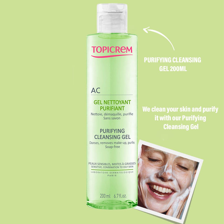Topicrem AC Purifying Face Cleansing Gel For Sensitive, Combination & Oily Skin 200ml - Easy Pharmacy LLC
