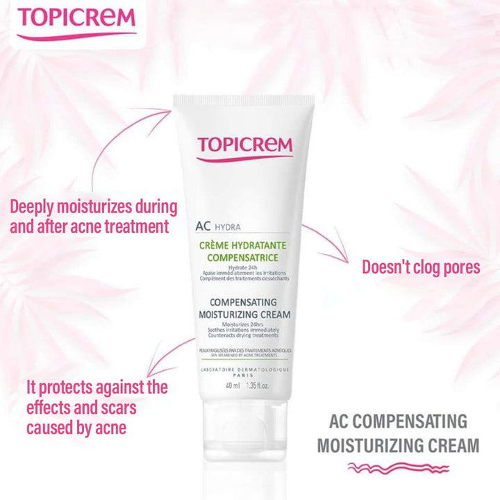 Topicrem AC Hydra Compensating Moisturizing Cream For Skin Weakened By Acne Treatments 40ml - Easy Pharmacy LLC