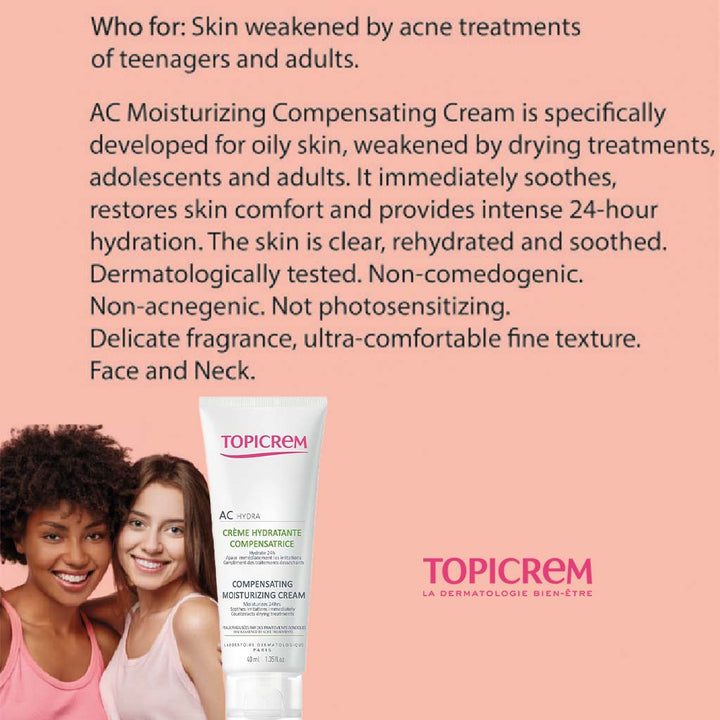 Topicrem AC Hydra Compensating Moisturizing Cream For Skin Weakened By Acne Treatments 40ml - Easy Pharmacy LLC