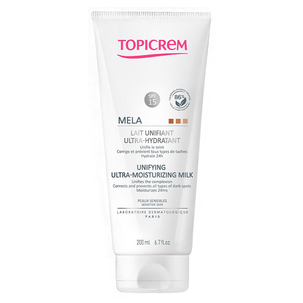 Topicrem Mela Ultra-Hydrant Unifying Ultra Moisturizing Milk With SPF 15 For Sensitive Skin 200ml - Easy Pharmacy LLC