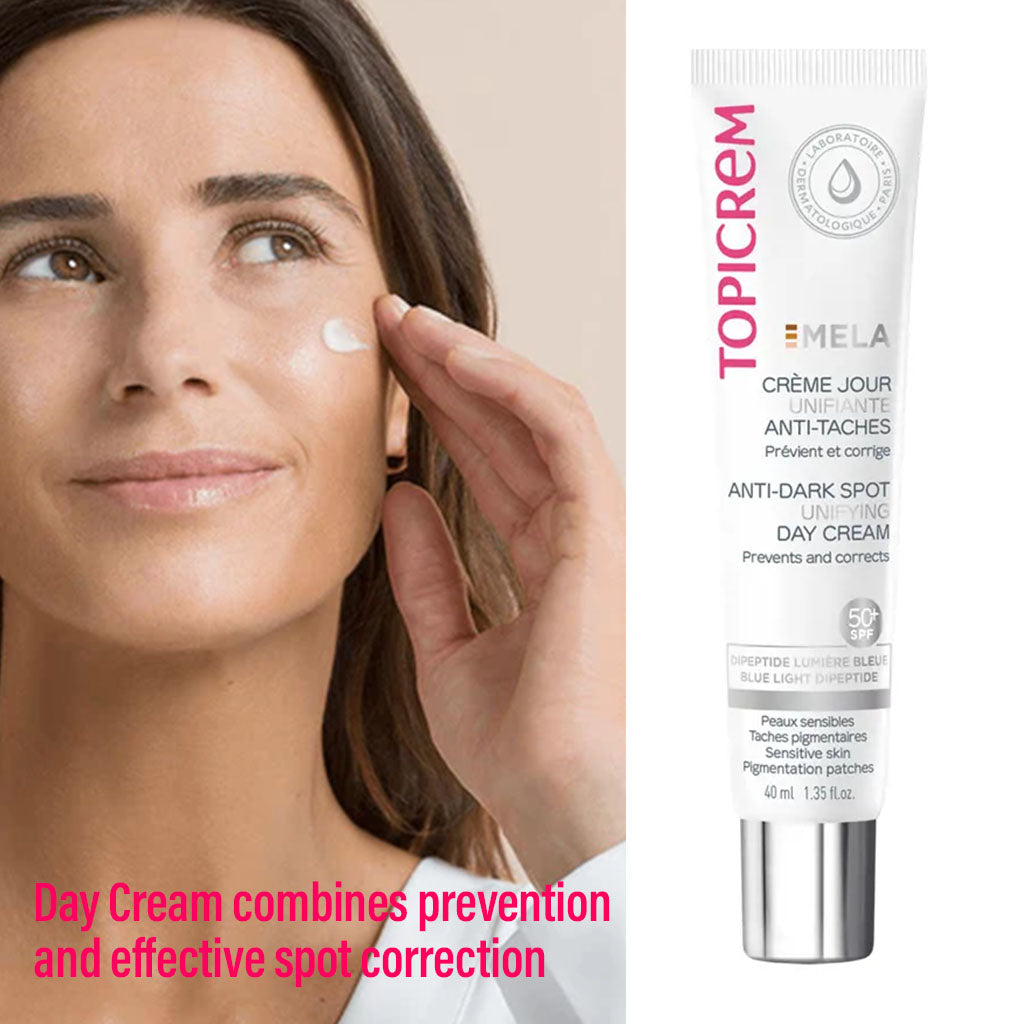 Topicrem Mela Anti-Dark Spot Unifying Day Cream For Sensitive Skin With Pigmentation SPF 50+ 40ml - Easy Pharmacy LLC