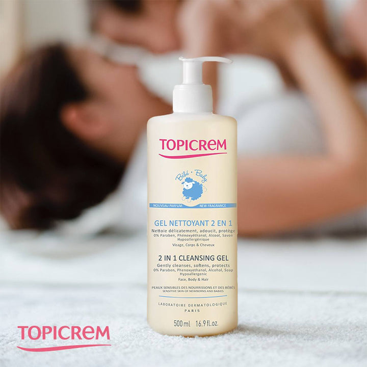 Topicrem 2 In 1 Cleansing Gel, Body & Hair Cleanser For Newborns, Baby & Children, Soap Free 500ml - Easy Pharmacy LLC