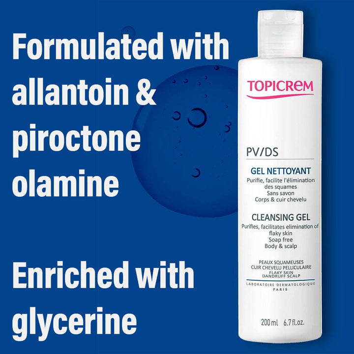 Topicrem PV/DS Cleansing Gel For Flaky Body & Scalp, Soap-Free 200ml - Easy Pharmacy LLC