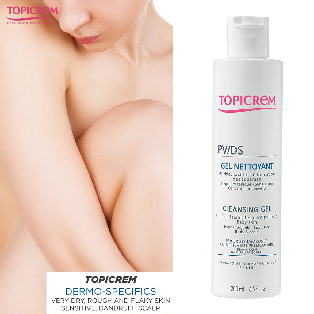 Topicrem PV/DS Cleansing Gel For Flaky Body & Scalp, Soap-Free 200ml - Easy Pharmacy LLC