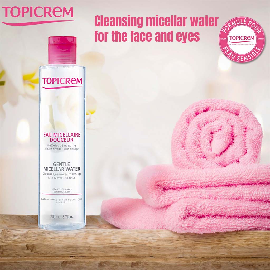 Topicrem Hydra+ Gentle Micellar Water For Sensitive Skin, Cleansing & Makeup Remover Solution For Face & Eyes 200ml - Easy Pharmacy LLC