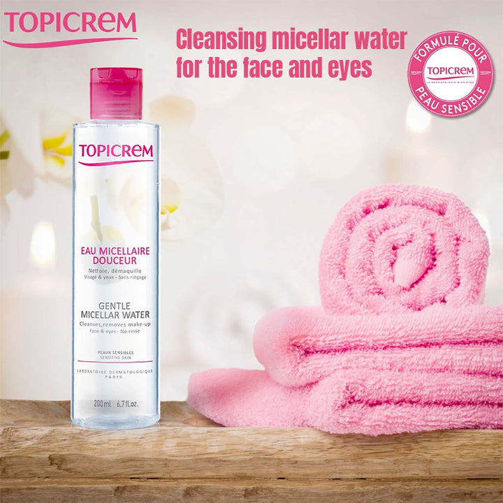 Topicrem Hydra+ Gentle Micellar Water For Sensitive Skin, Cleansing & Makeup Remover Solution For Face & Eyes 200ml - Easy Pharmacy LLC