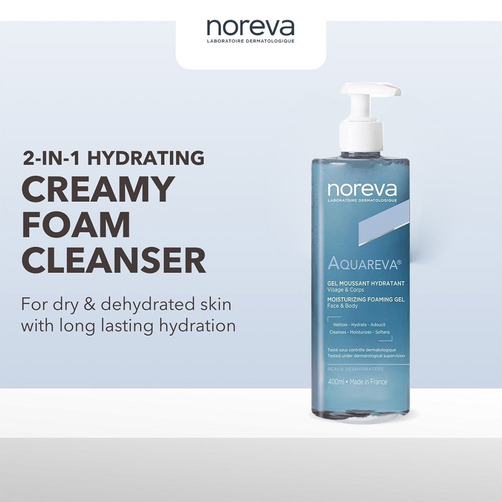 Noreva Aquareva Moisturizing Foaming Gel To Cleanse Face & Body 400ml - Easy Pharmacy LLC