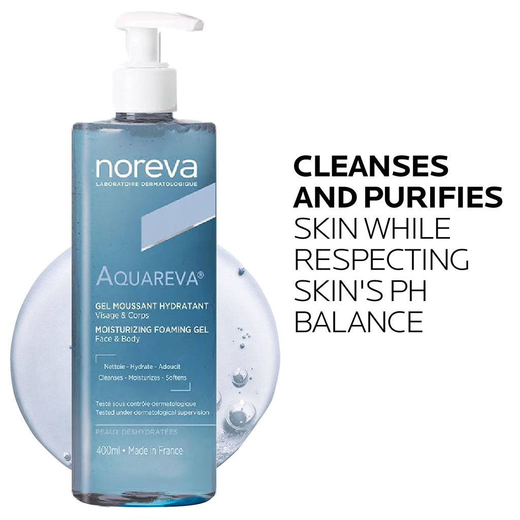 Noreva Aquareva Moisturizing Foaming Gel To Cleanse Face & Body 400ml - Easy Pharmacy LLC