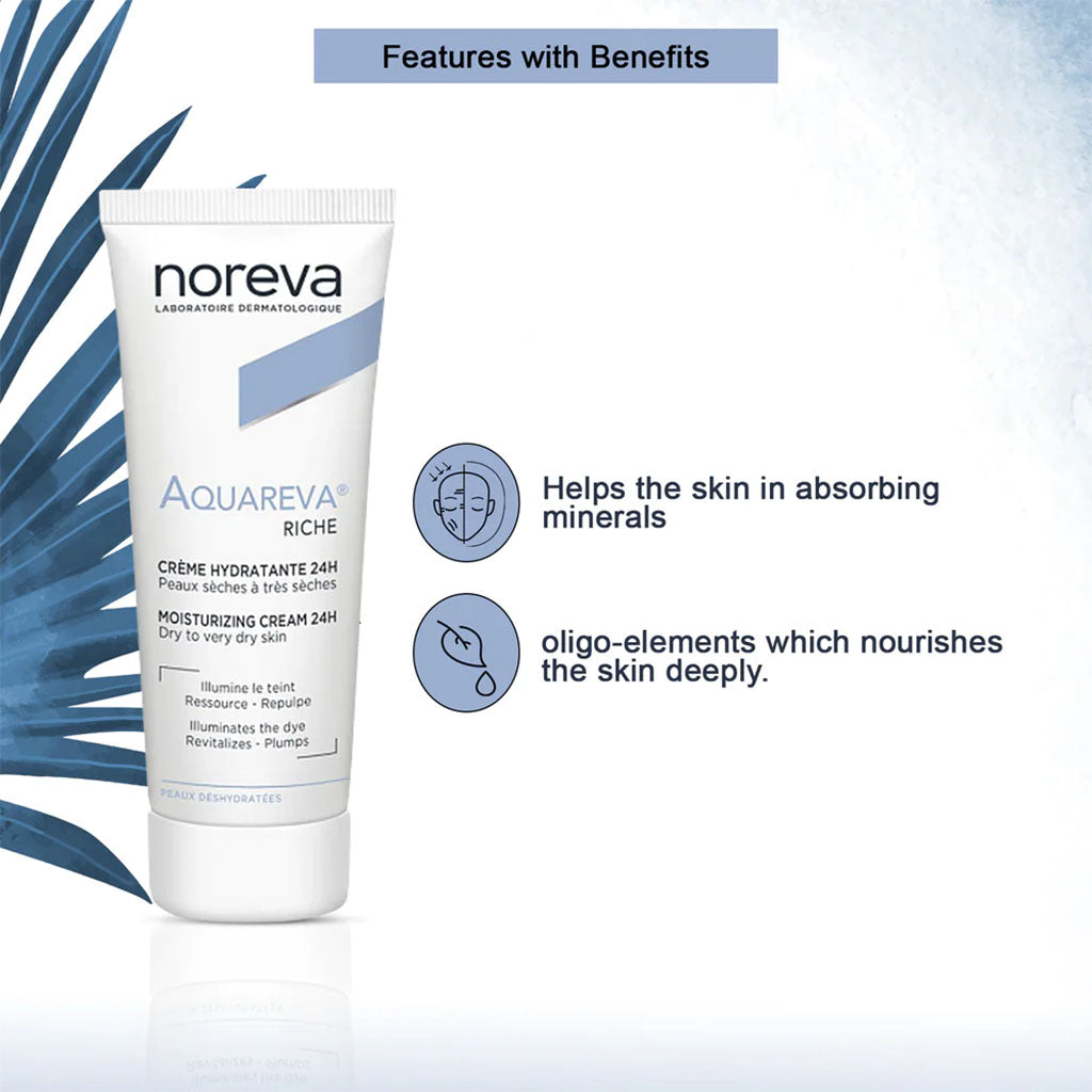 Noreva Aquareva Rich 24-hour Moisturizing Face Cream For Dry And Dehydrated Skin 40ml - Easy Pharmacy LLC