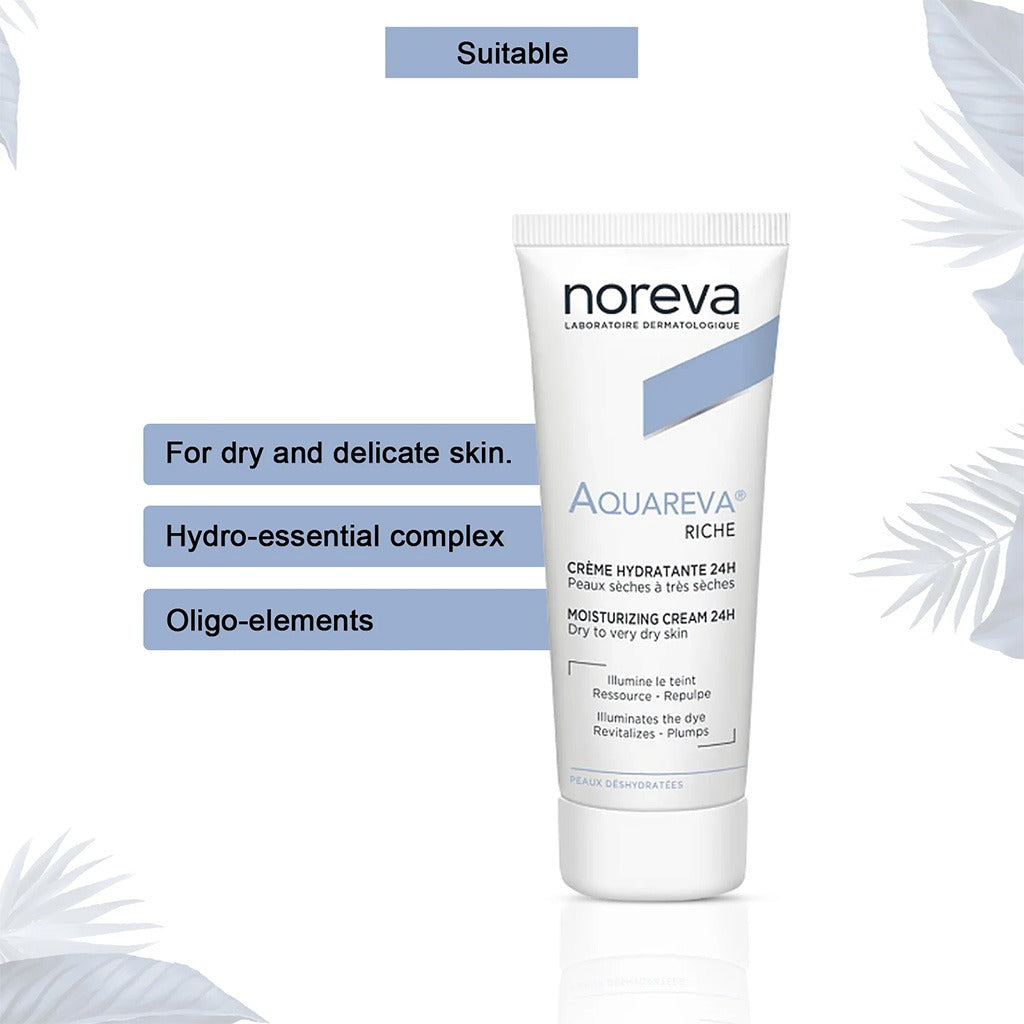 Noreva Aquareva Rich 24-hour Moisturizing Face Cream For Dry And Dehydrated Skin 40ml - Easy Pharmacy LLC