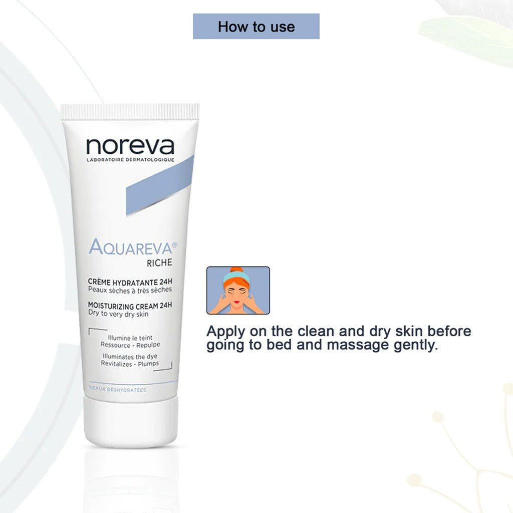 Noreva Aquareva Rich 24-hour Moisturizing Face Cream For Dry And Dehydrated Skin 40ml - Easy Pharmacy LLC
