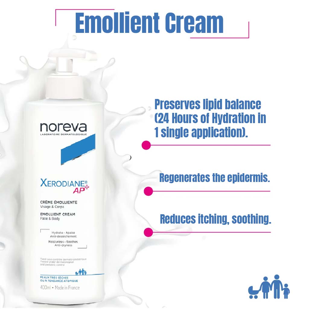Noreva Xerodiane Ap+ Emollient Cream, Moisturizer For Face And Body 400ml - Easy Pharmacy LLC