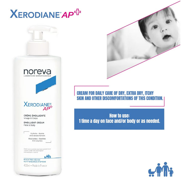Noreva Xerodiane Ap+ Emollient Cream, Moisturizer For Face And Body 400ml - Easy Pharmacy LLC