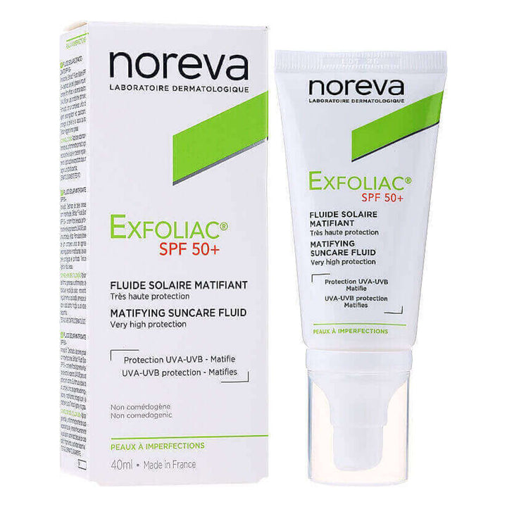 Noreva Exfoliac Mattifying Suncare Fluid Sunscreen With SPF50+ 40ml - Easy Pharmacy LLC
