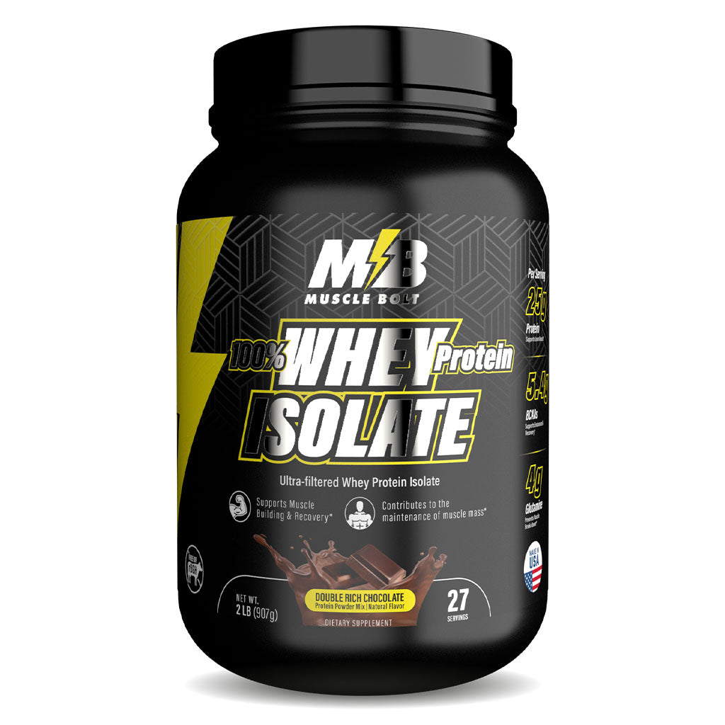 Muscle Bolt 100% Whey Protein Isolate Protein Powder Mix With BCAAs & Glutamine, Double Rich Chocolate Flavor 2lb - Easy Pharmacy LLC