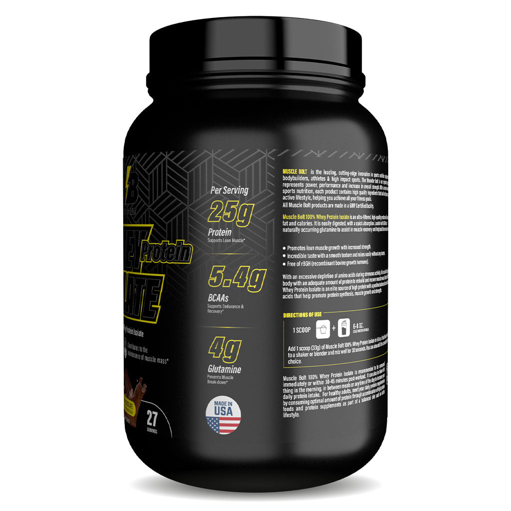 Muscle Bolt 100% Whey Protein Isolate Protein Powder Mix With BCAAs & Glutamine, Double Rich Chocolate Flavor 2lb - Easy Pharmacy LLC