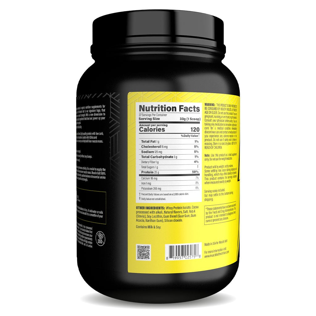 Muscle Bolt 100% Whey Protein Isolate Protein Powder Mix With BCAAs & Glutamine, Double Rich Chocolate Flavor 2lb - Easy Pharmacy LLC