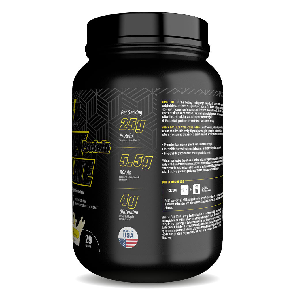 Muscle Bolt 100% Whey Protein Isolate Protein Powder Mix With BCAAs & Glutamine, Vanilla Flavor 2lb - Easy Pharmacy LLC