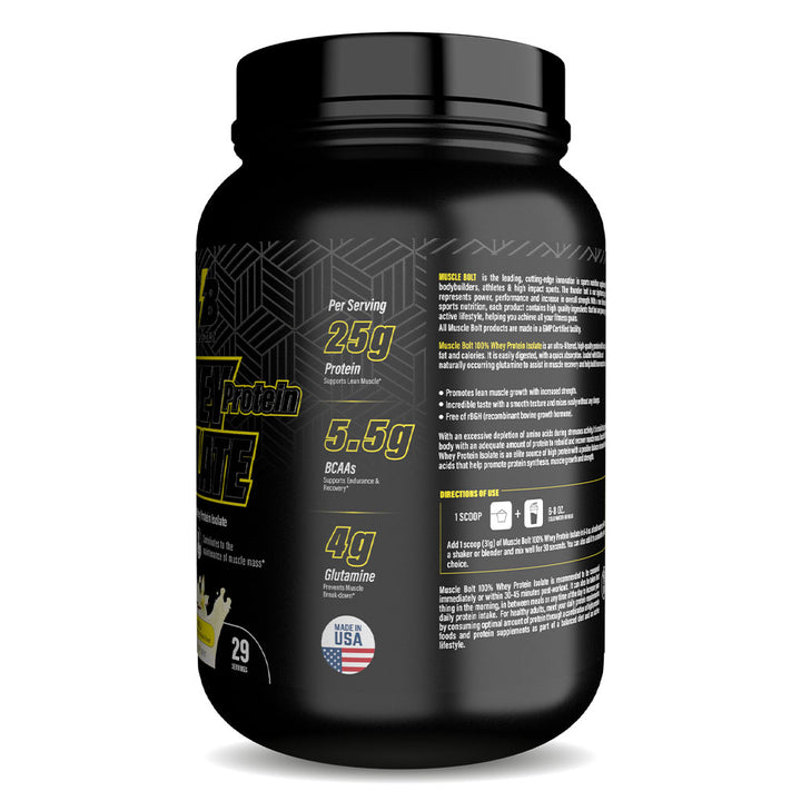 Muscle Bolt 100% Whey Protein Isolate Protein Powder Mix With BCAAs & Glutamine, Vanilla Flavor 2lb - Easy Pharmacy LLC