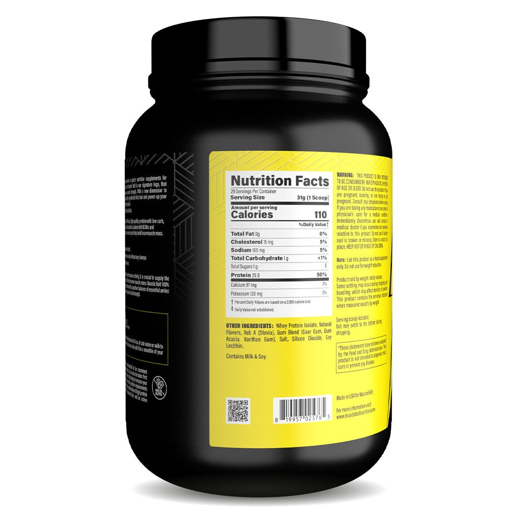 Muscle Bolt 100% Whey Protein Isolate Protein Powder Mix With BCAAs & Glutamine, Vanilla Flavor 2lb - Easy Pharmacy LLC