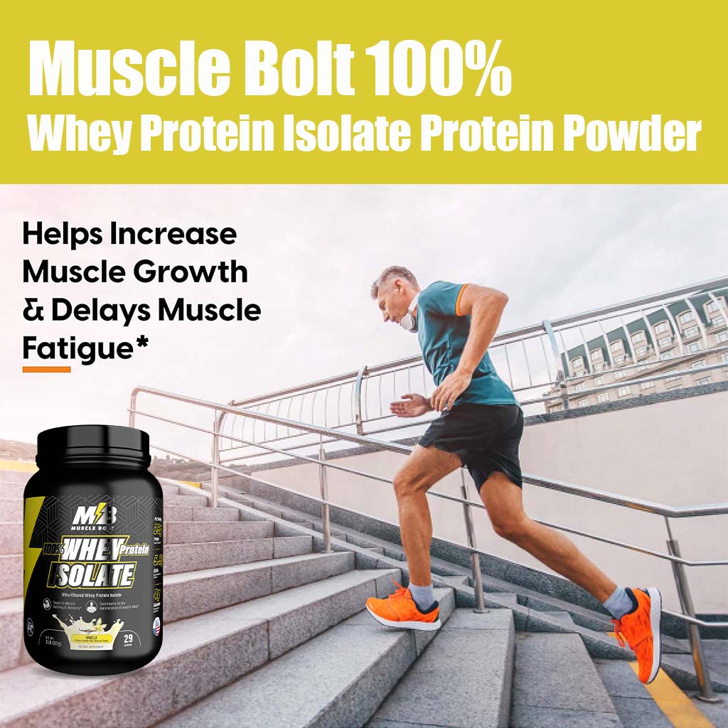 Muscle Bolt 100% Whey Protein Isolate Protein Powder Mix With BCAAs & Glutamine, Vanilla Flavor 2lb - Easy Pharmacy LLC