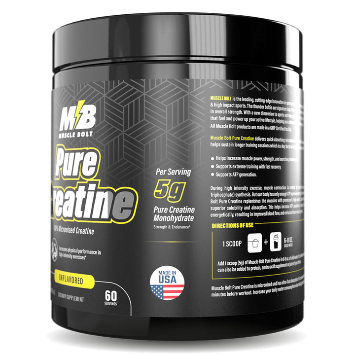 Muscle Bolt 100% Micronized Pure Creatine Supplement For Exercise Performance, Strength And Endurance, Unflavored 300g - Easy Pharmacy LLC