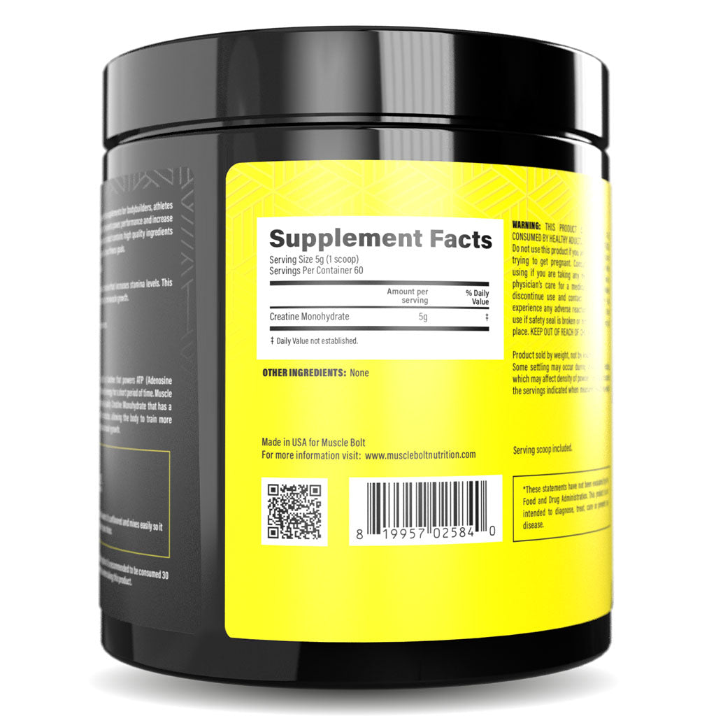 Muscle Bolt 100% Micronized Pure Creatine Supplement For Exercise Performance, Strength And Endurance, Unflavored 300g - Easy Pharmacy LLC