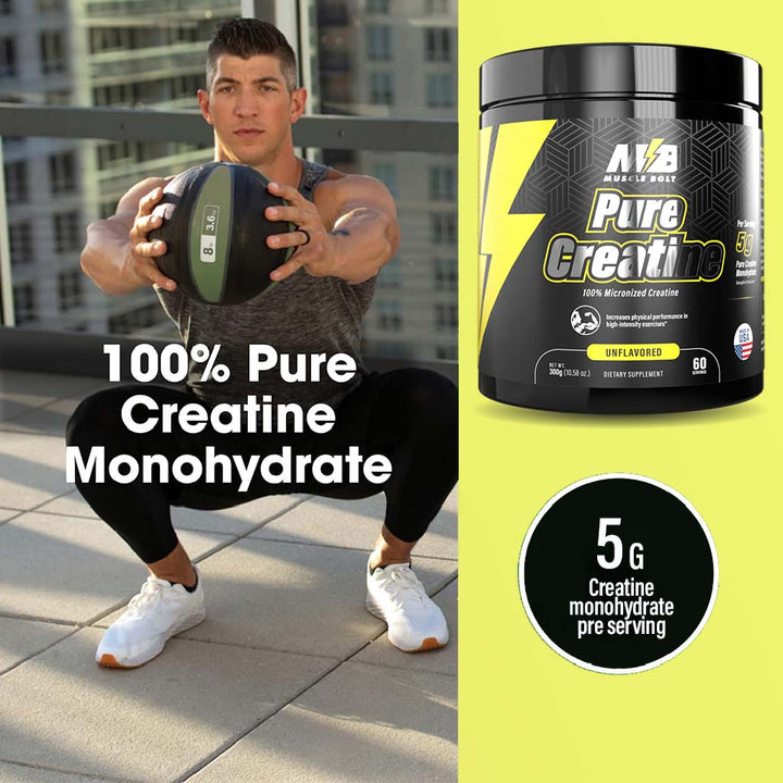 Muscle Bolt 100% Micronized Pure Creatine Supplement For Exercise Performance, Strength And Endurance, Unflavored 300g - Easy Pharmacy LLC