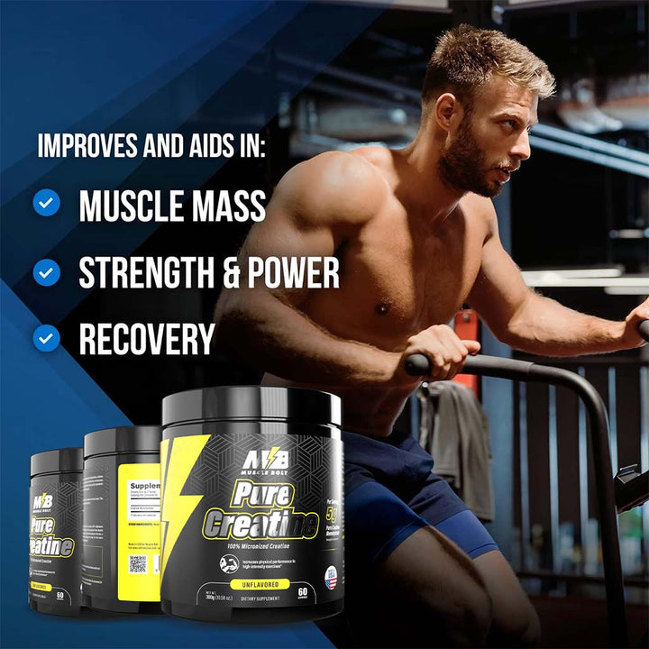 Muscle Bolt 100% Micronized Pure Creatine Supplement For Exercise Performance, Strength And Endurance, Unflavored 300g - Easy Pharmacy LLC