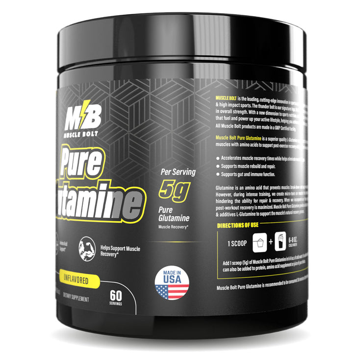 Muscle Bolt Pure Glutamine Powder Supplement For Muscle Recovery, Unflavored 300g - Easy Pharmacy LLC