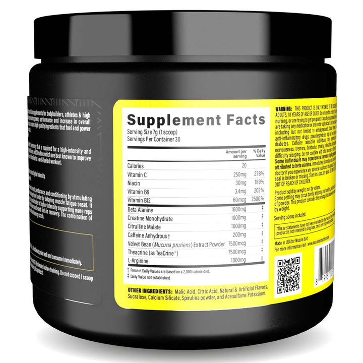 Muscle Bolt Power Plus Pre-Workout Supplement Powder With L- Arginine, Beta Alanine & Creatine Monohydrate - Blue Raspberry 210g - Easy Pharmacy LLC